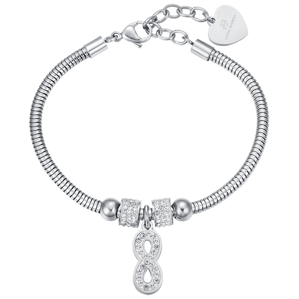 PULSERA DE ACERO INFINITO PARA MUJER CON CRISTALES BLANCOS Luca Barra