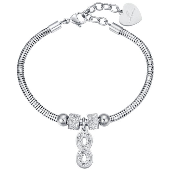 PULSERA DE ACERO PARA MUJER CON CRISTALES BLANCOS
