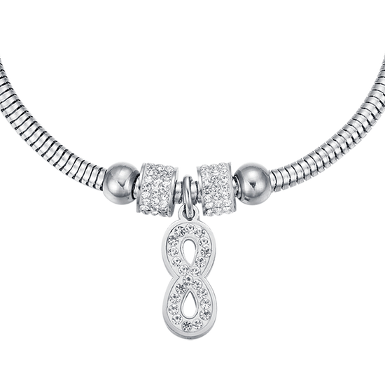 PULSERA DE ACERO PARA MUJER CON CRISTALES BLANCOS