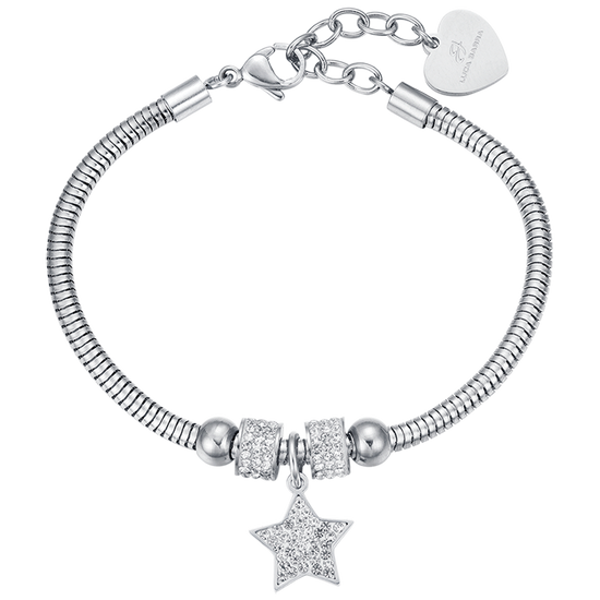 PULSERA DE ACERO ESTRELLA PARA MUJER CON CRISTALES BLANCOS