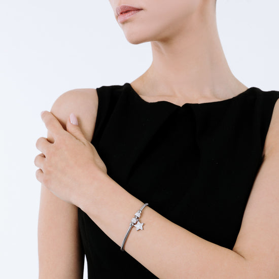 PULSERA DE ACERO ESTRELLA PARA MUJER CON CRISTALES BLANCOS