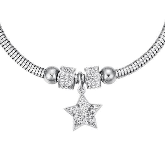PULSERA DE ACERO ESTRELLA PARA MUJER CON CRISTALES BLANCOS