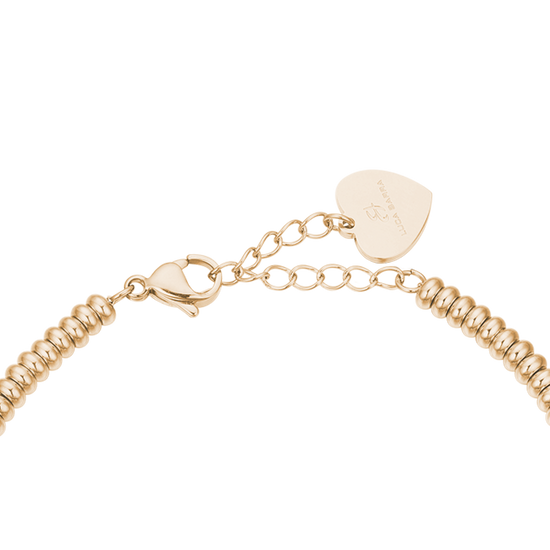 PULSERA DE ACERO DORADO CON MARIPOSA DE CRISTAL BLANCO
