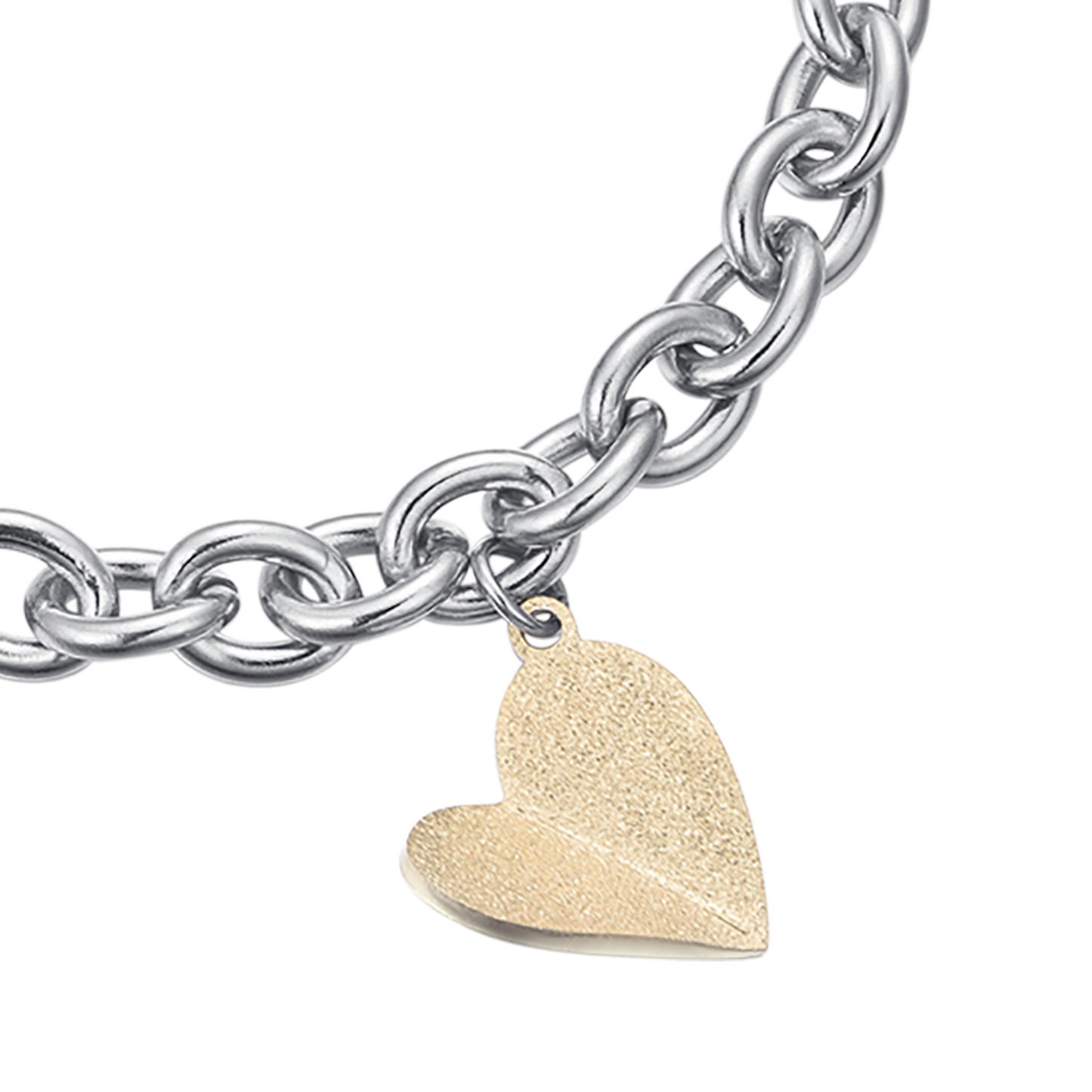 PULSERA DE ACERO CON CORAZÓN DE ORO IP