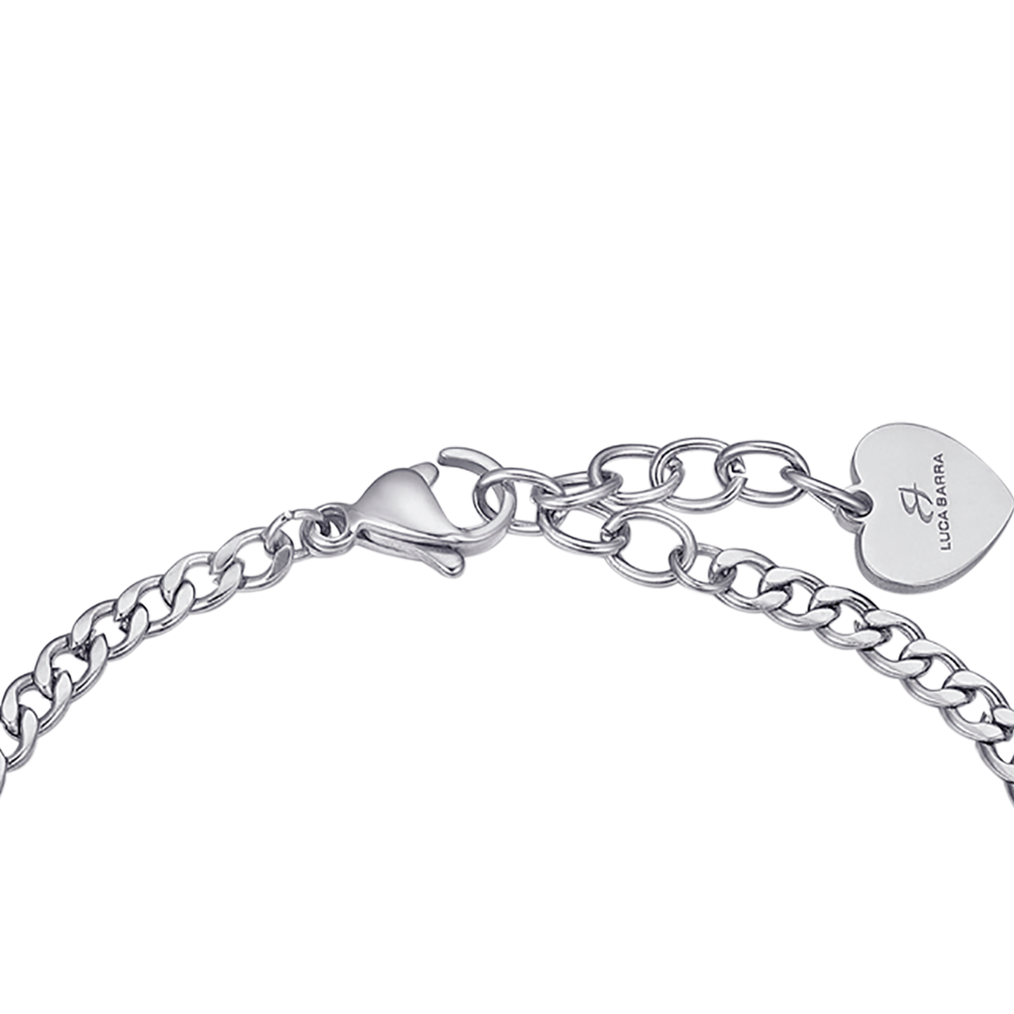 BRAZALETE DE ACERO CON CORAZÓN ROSA IP Y CRISTALES BLANCOS