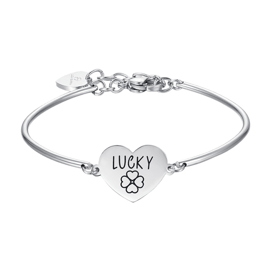 PULSERA DE ACERO PARA MUJER CON INSCRIPCIÓN DE LA SUERTE