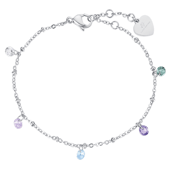 PULSERA DE ACERO PARA MUJER CON CRISTALES MULTICOLOR