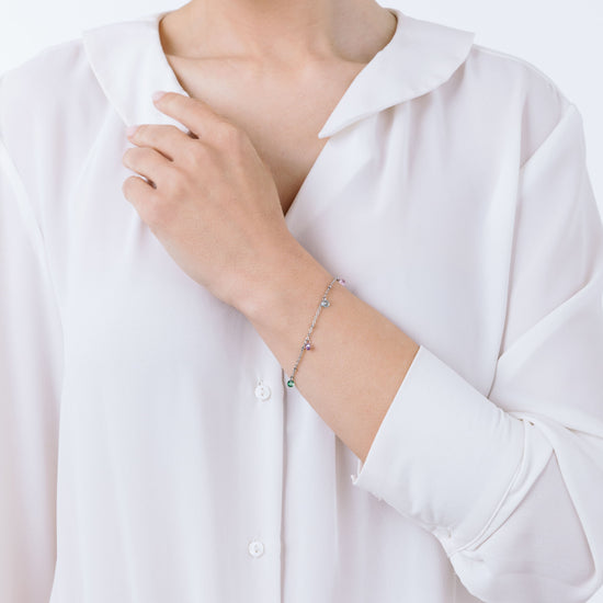 PULSERA DE ACERO PARA MUJER CON CRISTALES MULTICOLOR