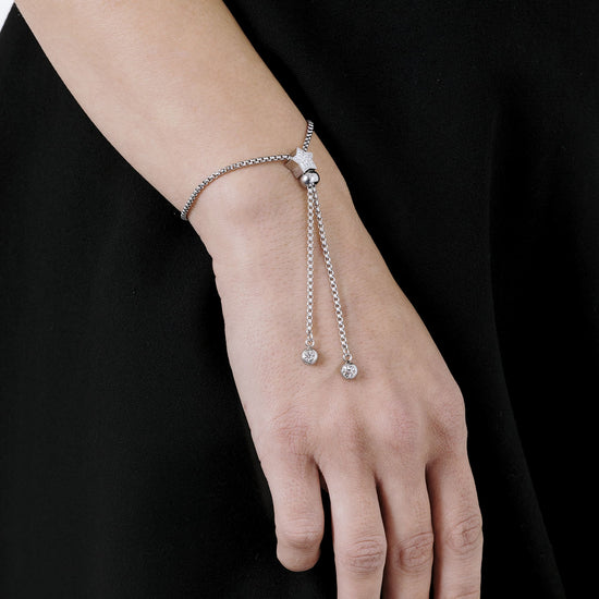 PULSERA ESTRELLA DE ACERO CON CRISTALES BLANCOS