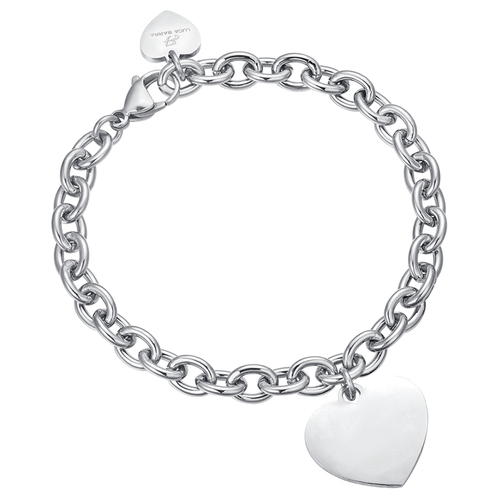 PULSERA PERSONALIZADA DE ACERO CON ESLABONES EN FORMA DE CORAZÓN PARA MUJER