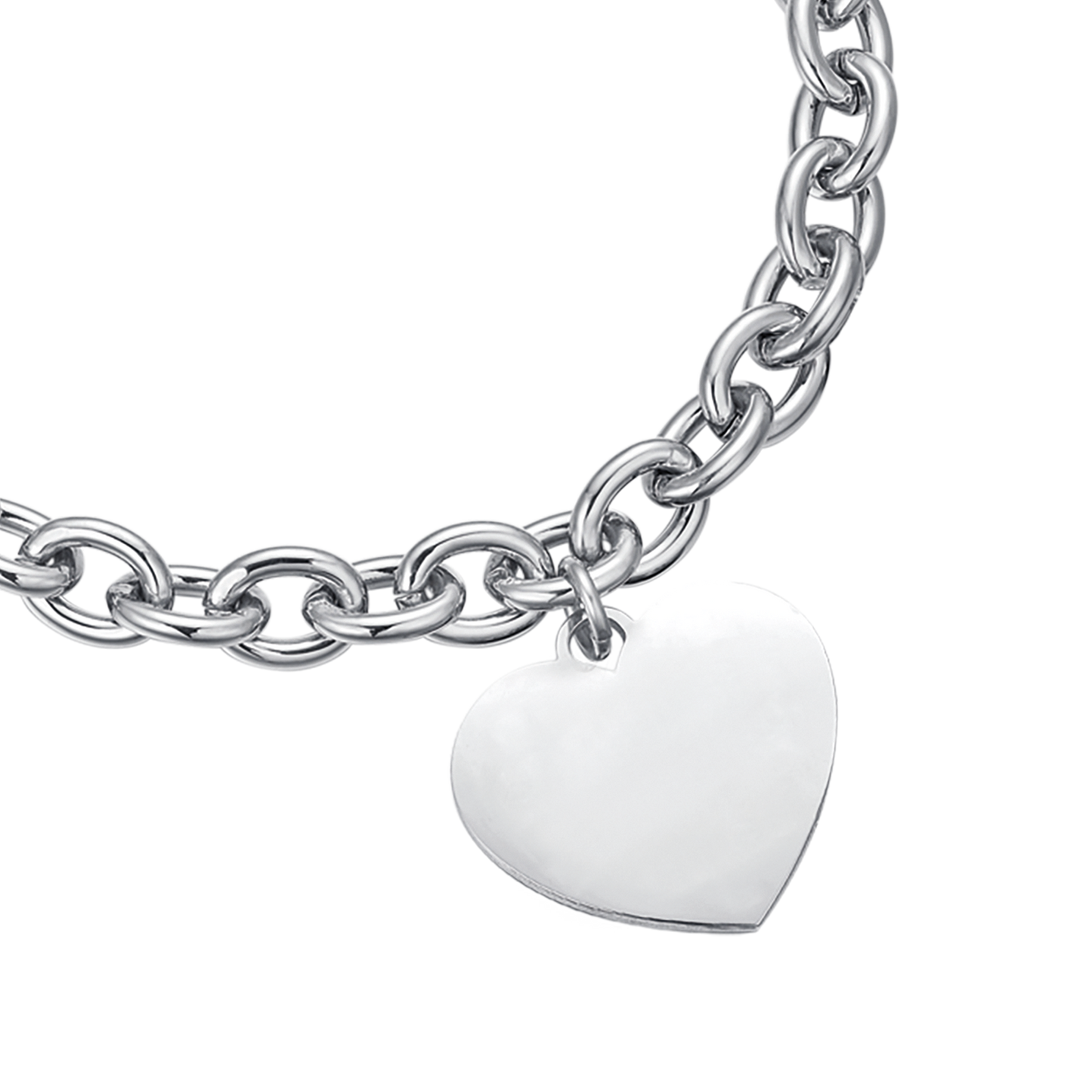 PULSERA PERSONALIZADA DE ACERO CON ESLABONES EN FORMA DE CORAZÓN PARA MUJER