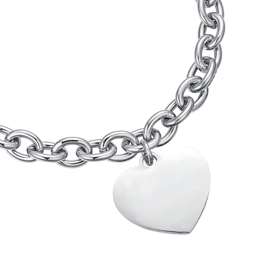PULSERA PERSONALIZADA DE ACERO CON ESLABONES EN FORMA DE CORAZÓN PARA MUJER