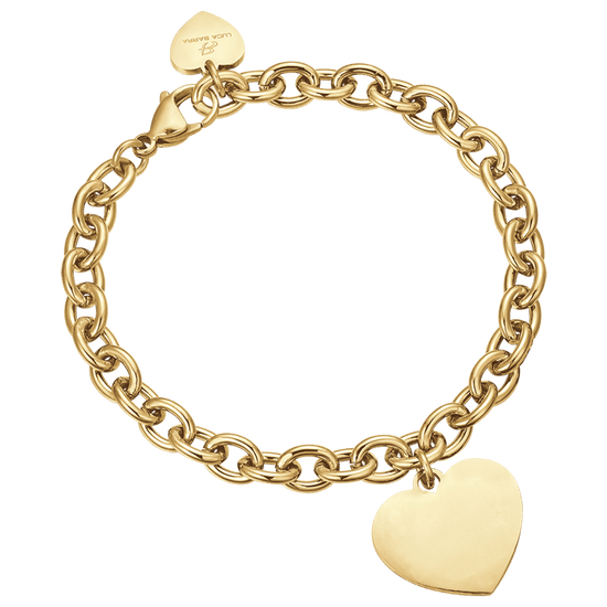 PULSERA DE ACERO DORADO PERSONALIZADA PARA MUJER CON CORAZÓN EN CADENA Luca Barra