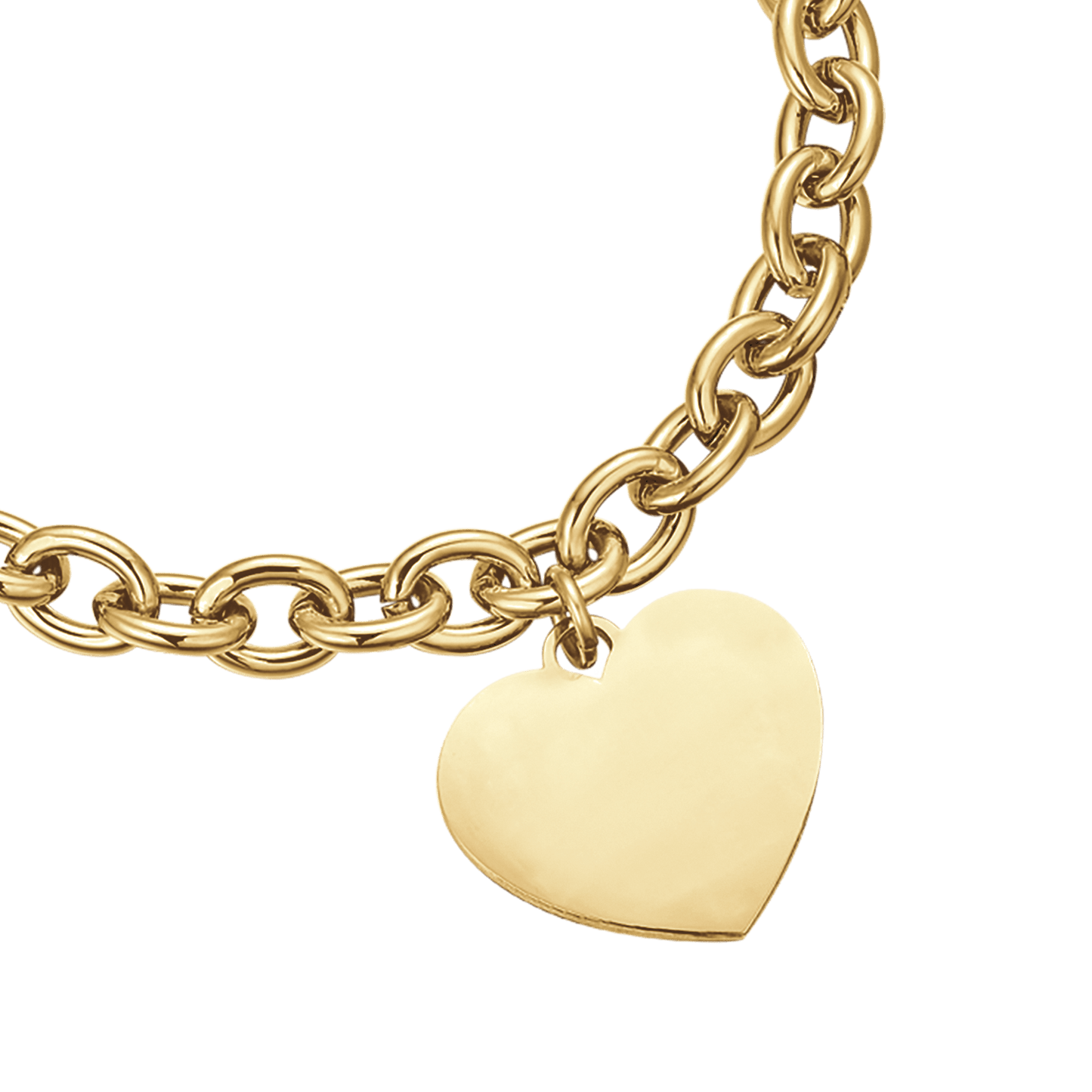 PULSERA DE ACERO DORADO PERSONALIZADA PARA MUJER CON CORAZÓN EN CADENA Luca Barra