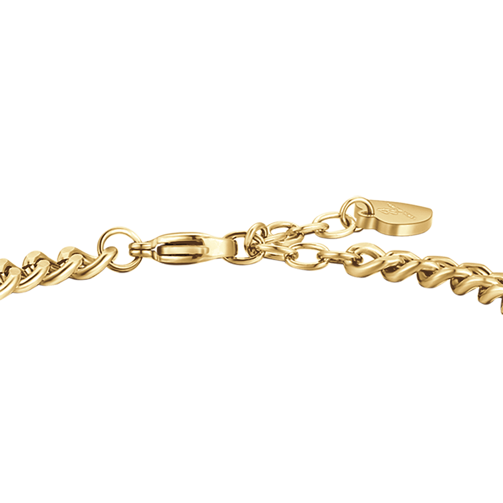 PULSERA DE ACERO DORADO DE ENSUEÑO PARA MUJER CON CRISTALES BLANCOS