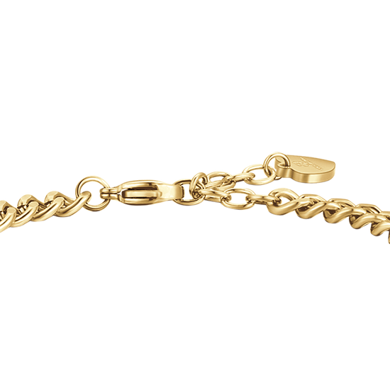 PULSERA DE ACERO DORADO DE ENSUEÑO PARA MUJER CON CRISTALES BLANCOS