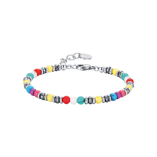 PULSERA DE ACERO CON PIEDRAS MULTICOLORES