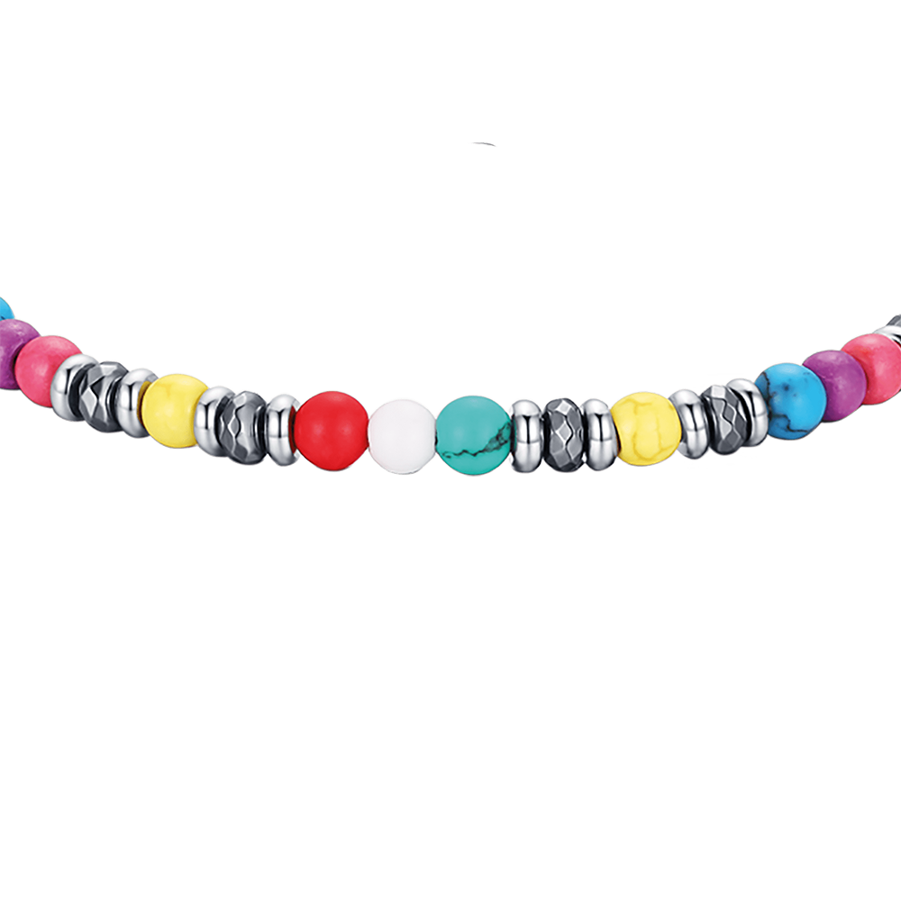 PULSERA DE ACERO CON PIEDRAS MULTICOLORES