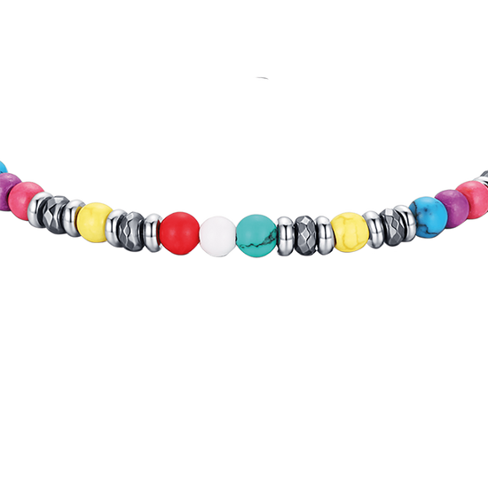 PULSERA DE ACERO CON PIEDRAS MULTICOLORES