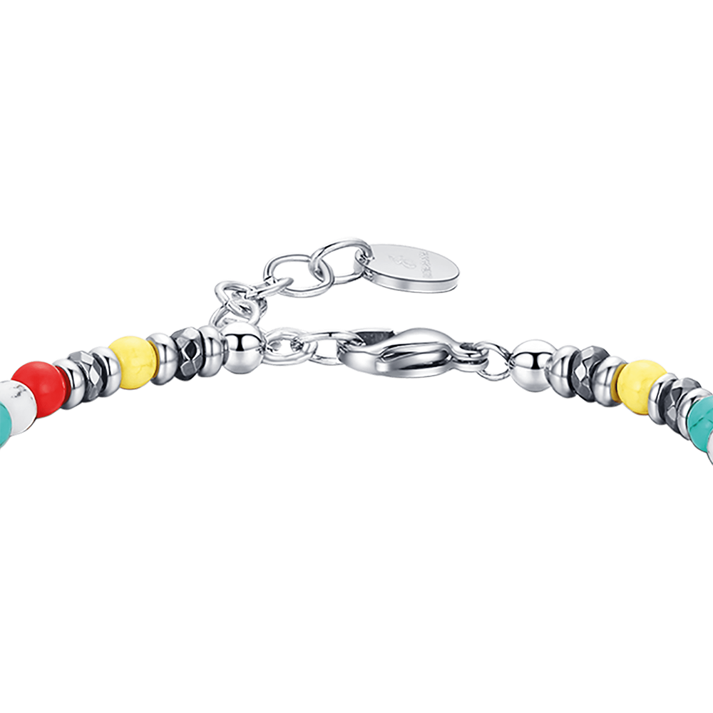 PULSERA DE ACERO CON PIEDRAS MULTICOLORES