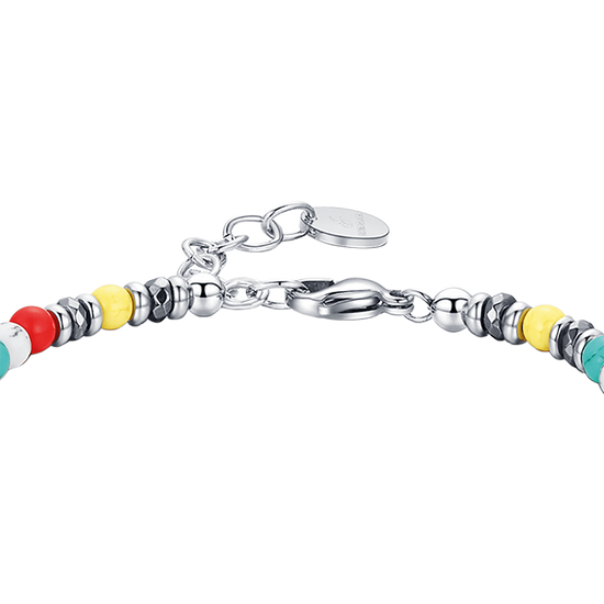 PULSERA DE ACERO CON PIEDRAS MULTICOLORES