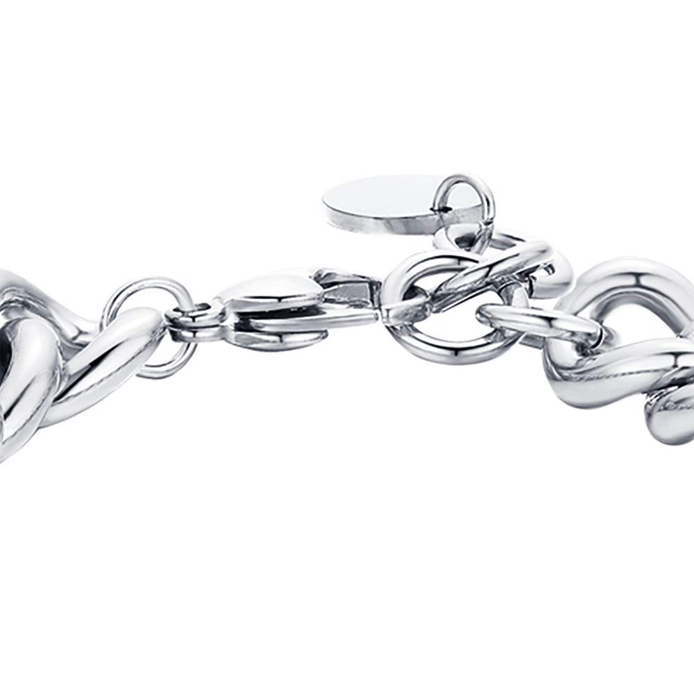 PULSERA DE ACERO PARA MUJER CON ESLABÓN DE CADENA DE CRISTALES BLANCOS