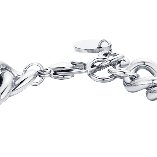 PULSERA DE ACERO PARA MUJER CON ESLABÓN DE CADENA DE CRISTALES BLANCOS