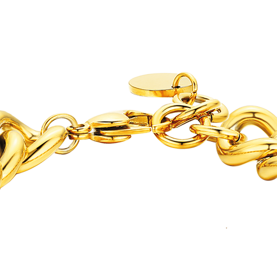PULSERA DE ACERO PARA MUJER CON ESLABÓN DE CADENA DE CRISTALES BLANCOS