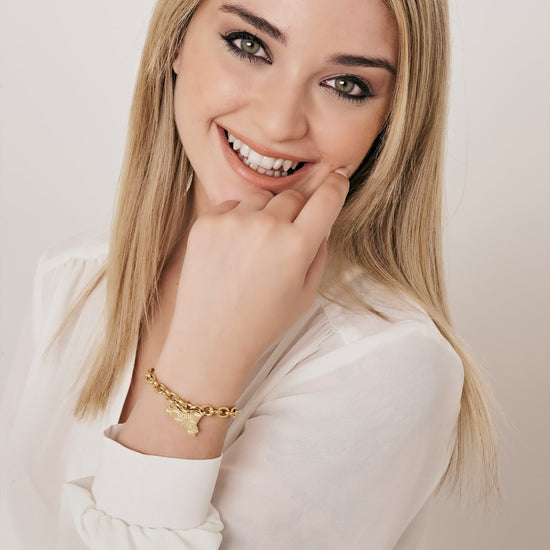 SICILIA BRAZALETE DE ACERO CHAPADO EN ORO PARA MUJER