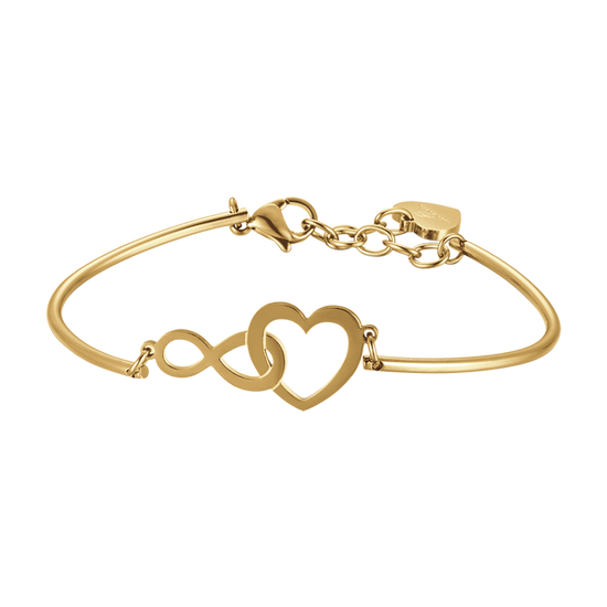 IP PULSERA DE ACERO DORADO PARA MUJER CON CORAZÓN E INFINITO