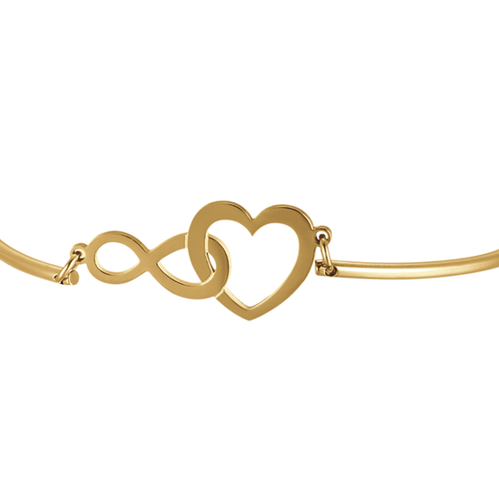 IP PULSERA DE ACERO DORADO PARA MUJER CON CORAZÓN E INFINITO