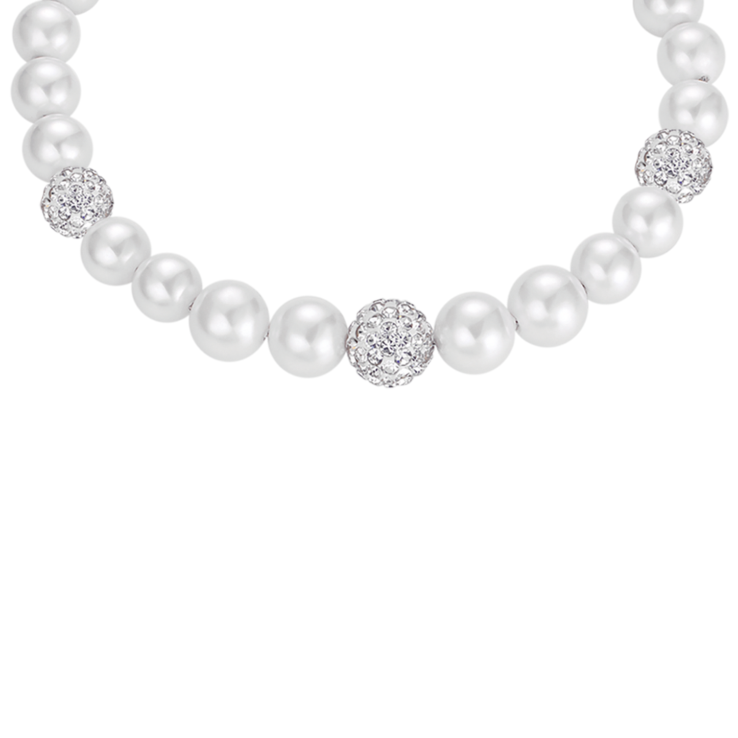 PULSERA DE PERLAS DE MUJER CON CRISTALES BLANCOS