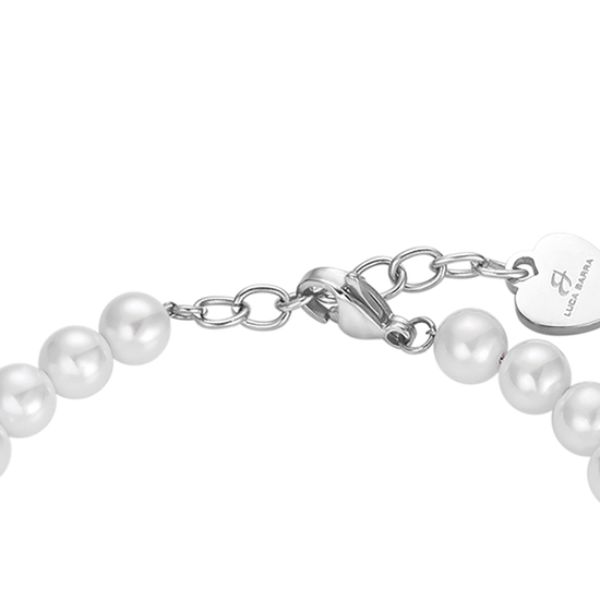PULSERA DE PERLAS DE MUJER CON CRISTALES BLANCOS