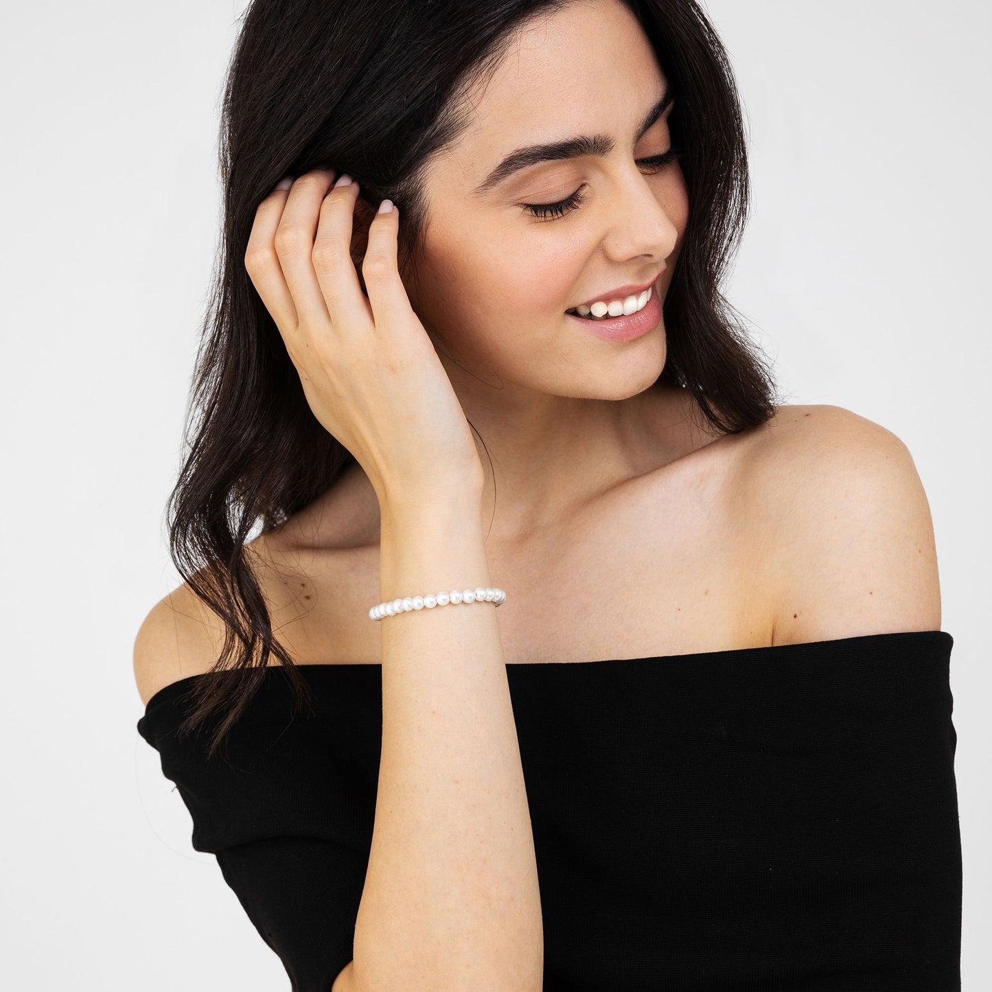 PULSERA DE PERLAS BLANCAS MUJER