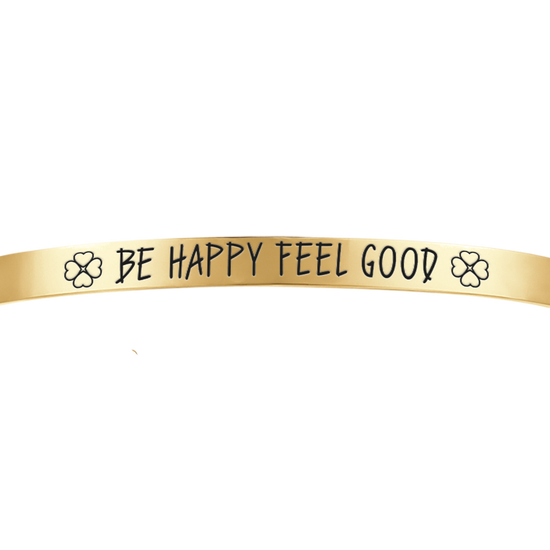 BE HAPPY FEEL GOOD PULSERA DE ACERO DORADO PARA MUJER