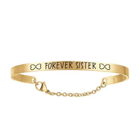 PULSERA DE ACERO DORADO PARA MUJER CON HERMANA PARA SIEMPRE Luca Barra