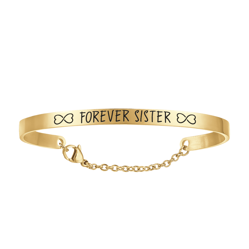 BRAZALETE DE ACERO CHAPADO EN ORO PARA MUJER CON FOREVER SISTER