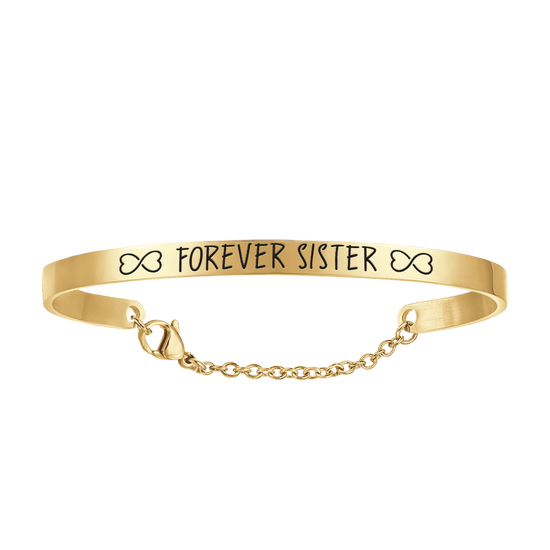 BRAZALETE DE ACERO CHAPADO EN ORO PARA MUJER CON FOREVER SISTER