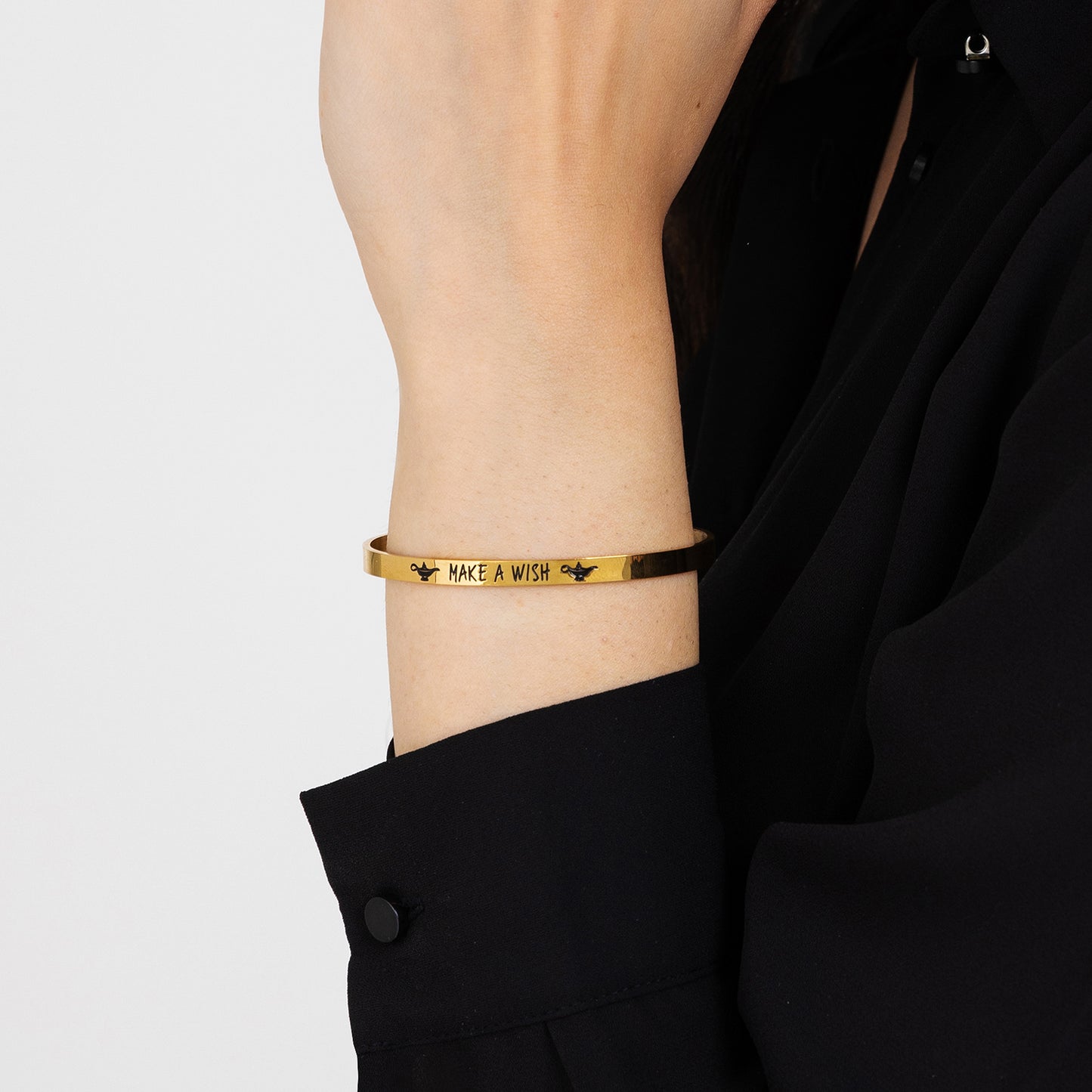 MAKE A WISH BRAZALETE DE ACERO DORADO PARA MUJER