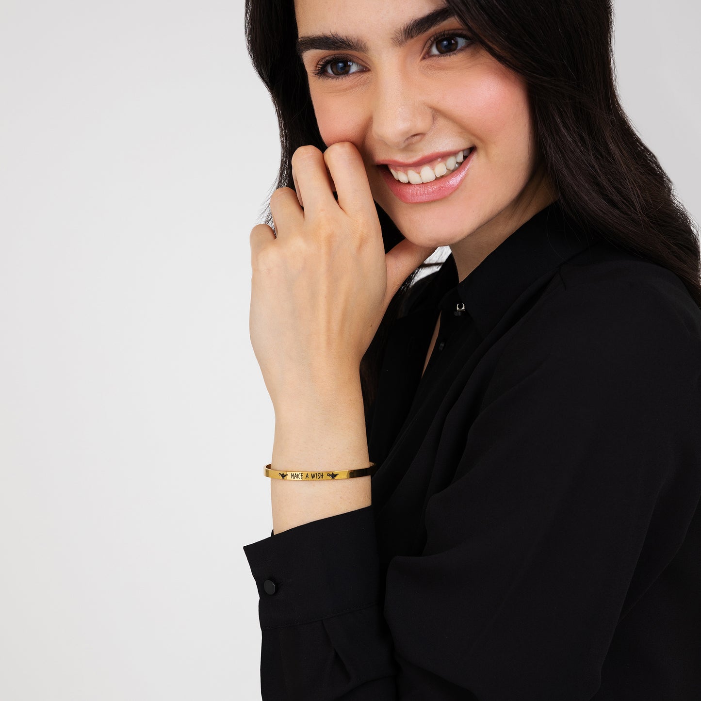 MAKE A WISH BRAZALETE DE ACERO DORADO PARA MUJER