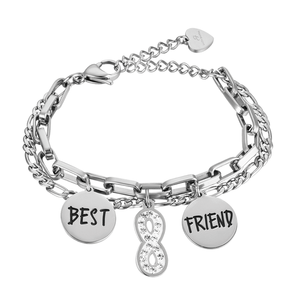 PULSERA INFINITA DE ACERO PARA MUJER CON CRISTALES BLANCOS