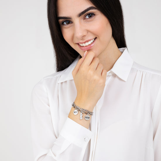 PULSERA INFINITA DE ACERO PARA MUJER CON CRISTALES BLANCOS