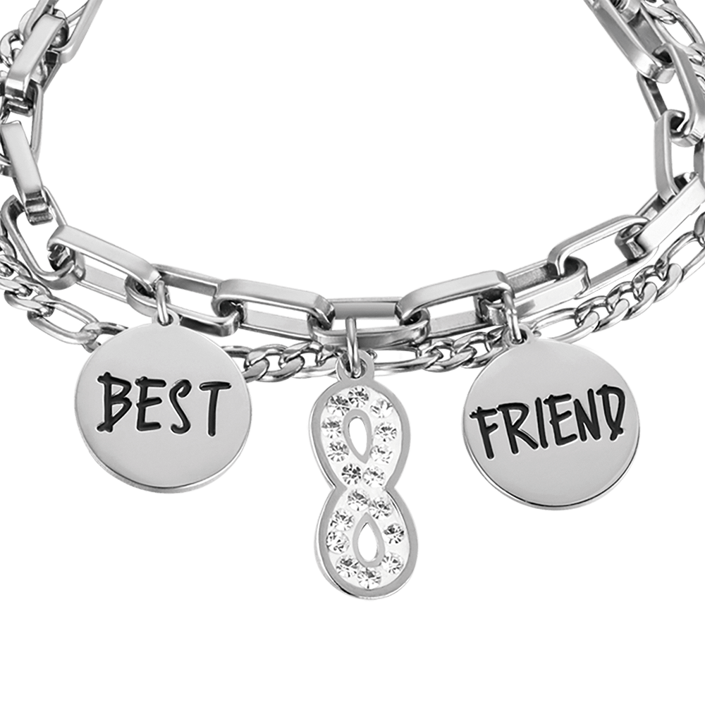 PULSERA INFINITA DE ACERO PARA MUJER CON CRISTALES BLANCOS