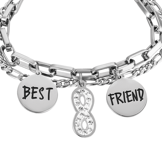 PULSERA INFINITA DE ACERO PARA MUJER CON CRISTALES BLANCOS