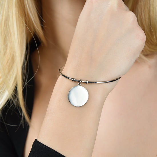 PULSERA CIRCULAR DE ACERO PERSONALIZADA PARA MUJER
