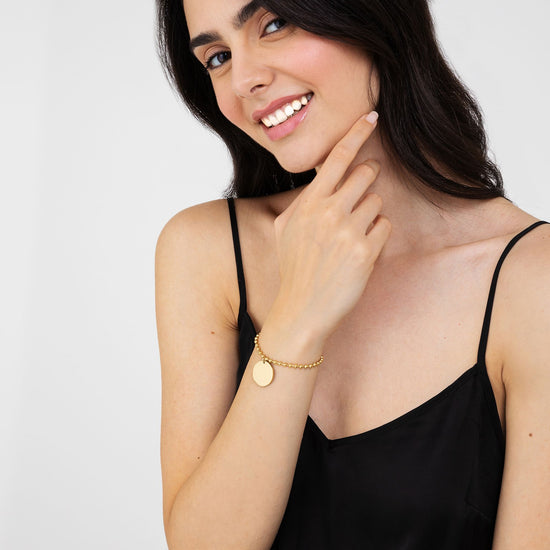 PULSERA PERSONALIZADA DE ACERO CHAPADO EN ORO PARA MUJER