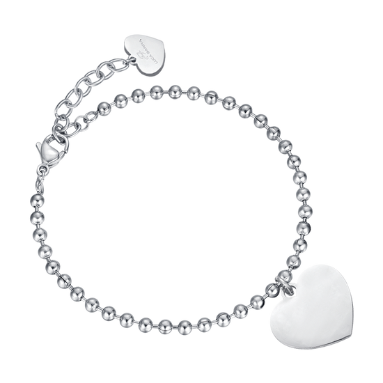 PULSERA PERSONALIZADA DE ACERO PARA MUJER CON CORAZONES