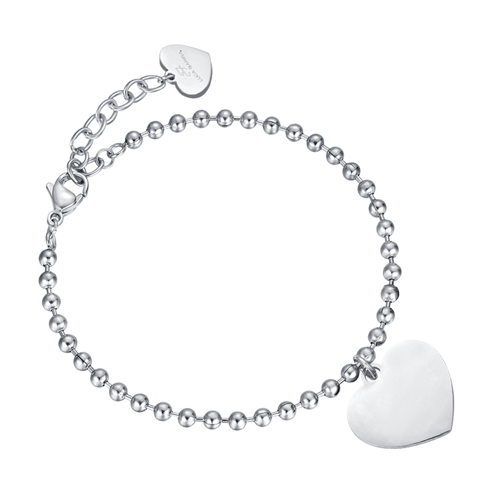 PULSERA PERSONALIZADA DE ACERO PARA MUJER CON CORAZONES