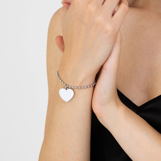 PULSERA PERSONALIZADA DE ACERO PARA MUJER CON CORAZONES