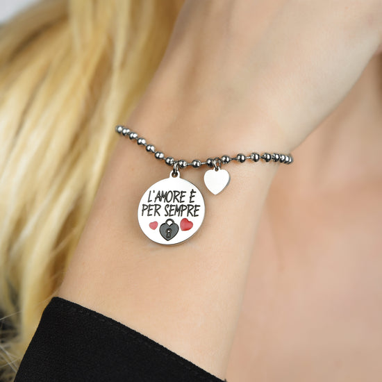 PULSERA DE ACERO PARA MUJER LOVE IS FOREVER